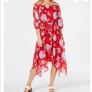 NWOT TOMMY HILFIGER Women’s Off the Shoulder Floral Midi Sheath Dress